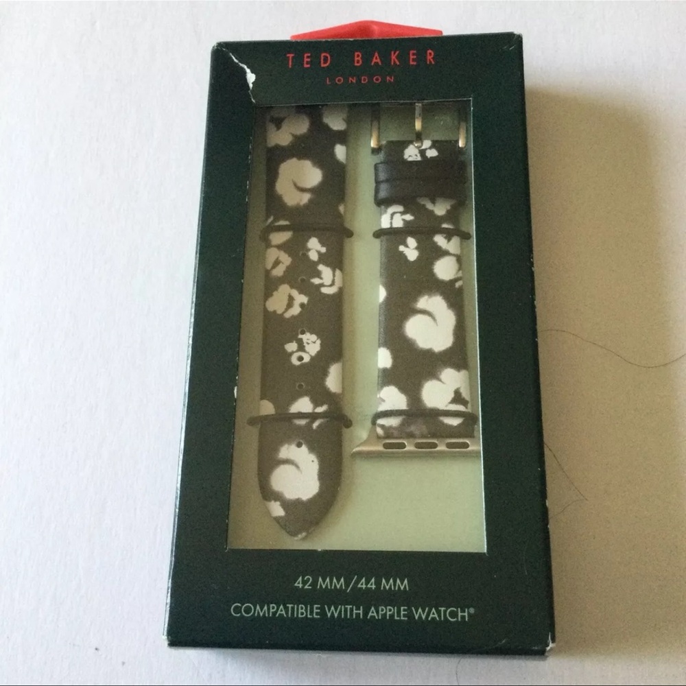 TED BAKER SANSIA ABSTRACT FLORAL PRINT LEATHER STRAP FOR APPLE WATCH 42/44 NWT